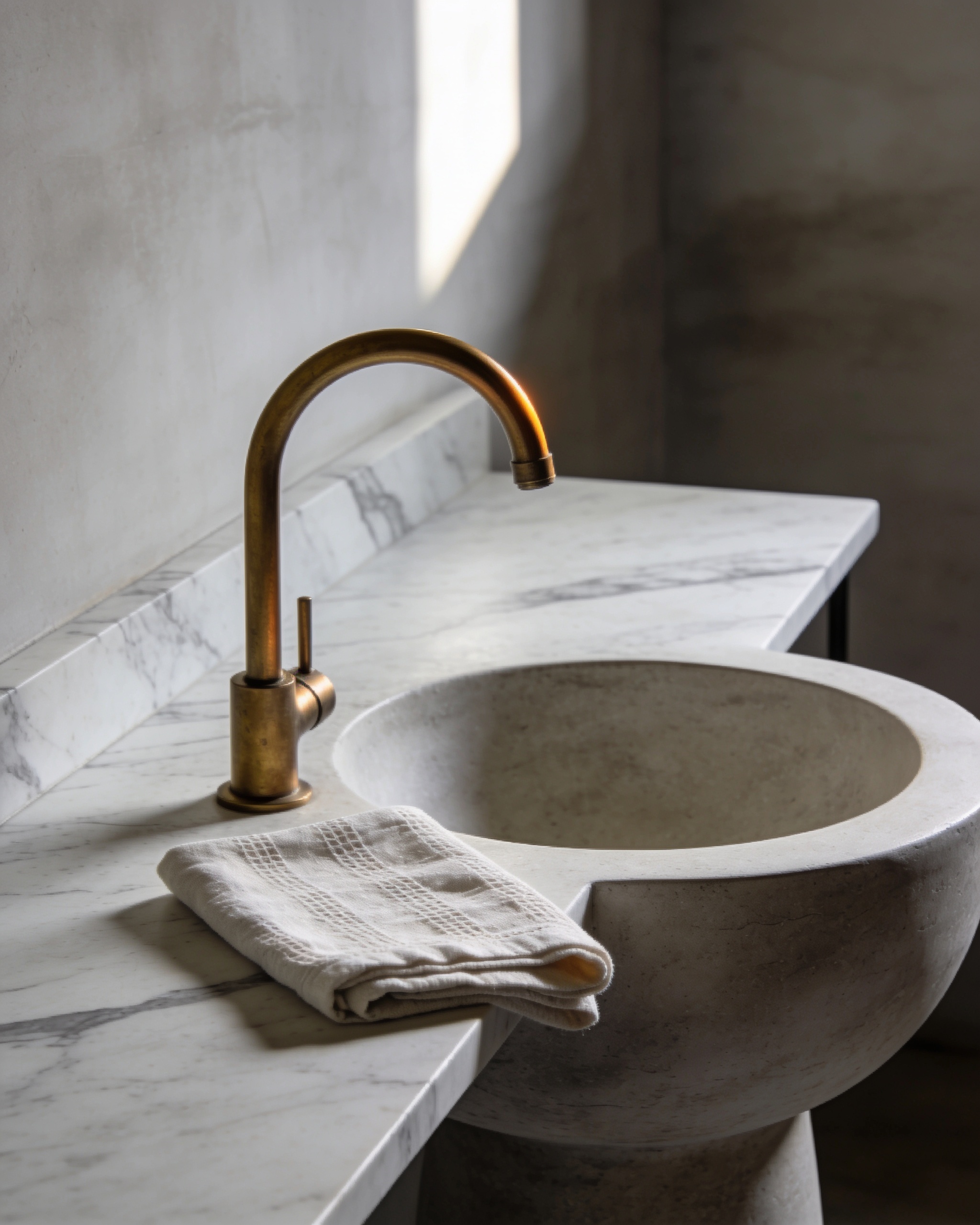 Marble bathroom vanity top fabricated by Berry Marble