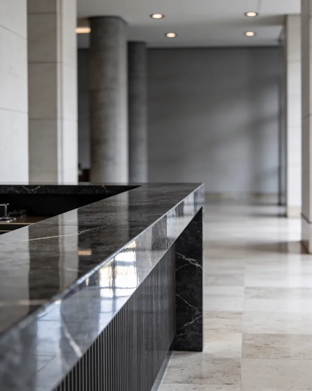 Stone surfaces in a commercial East Texas build-out