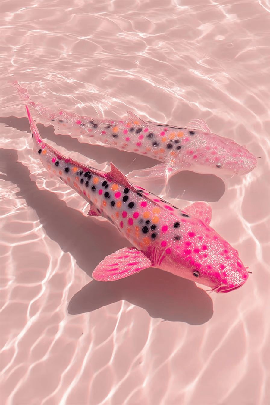 AI-generated pink koi fish by Kling