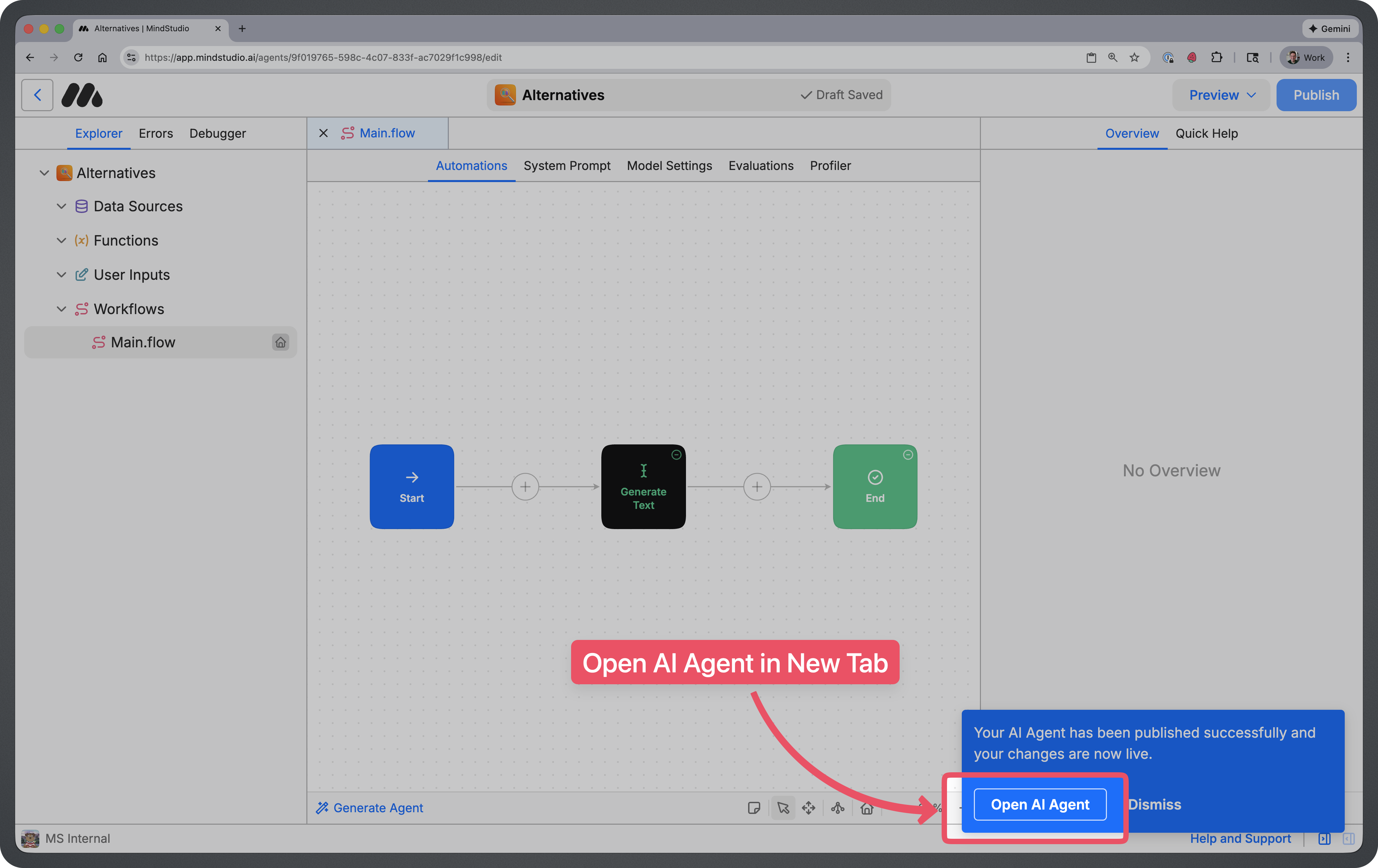 Open Agent button highlighted