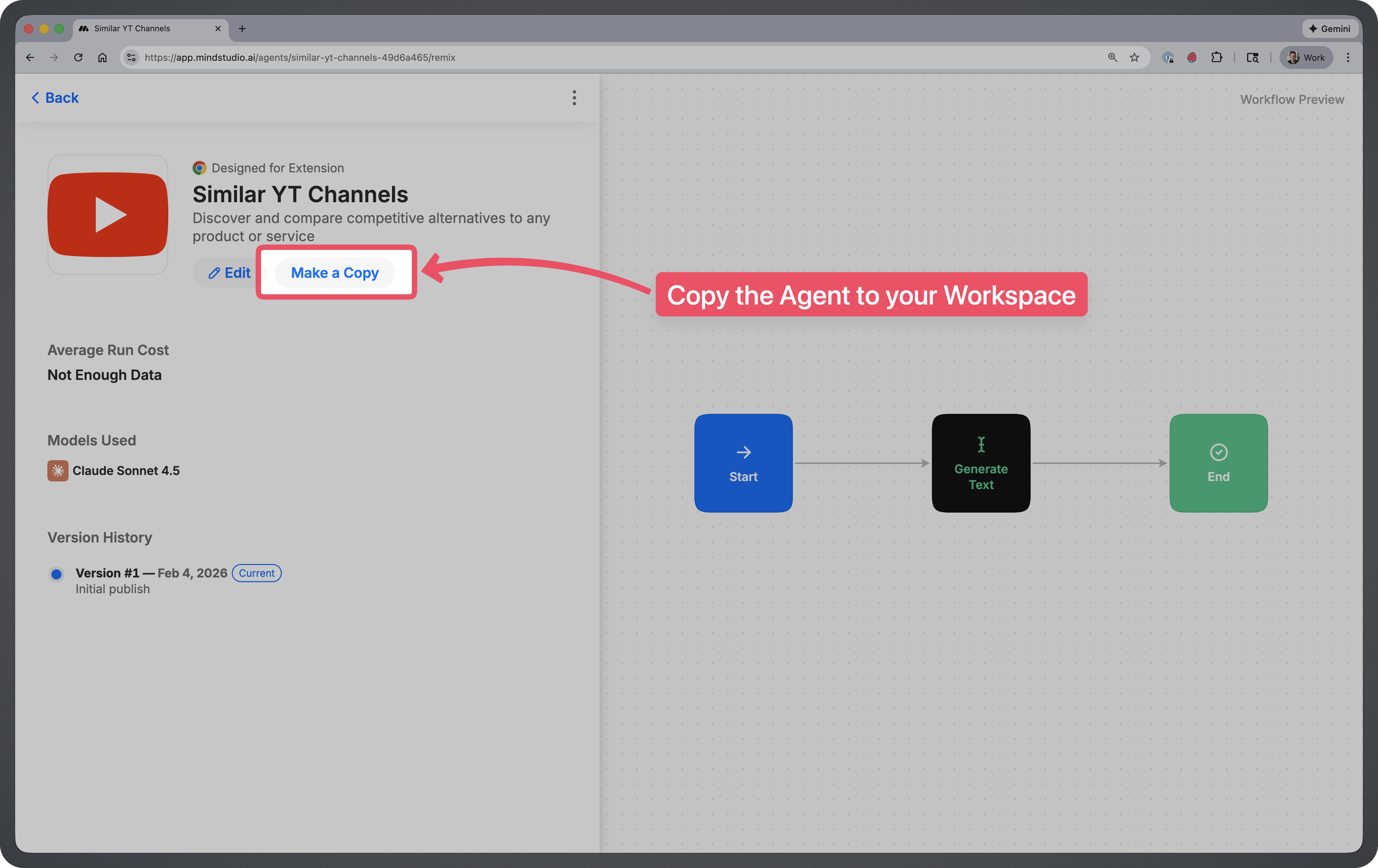 Make a copy button highlighted