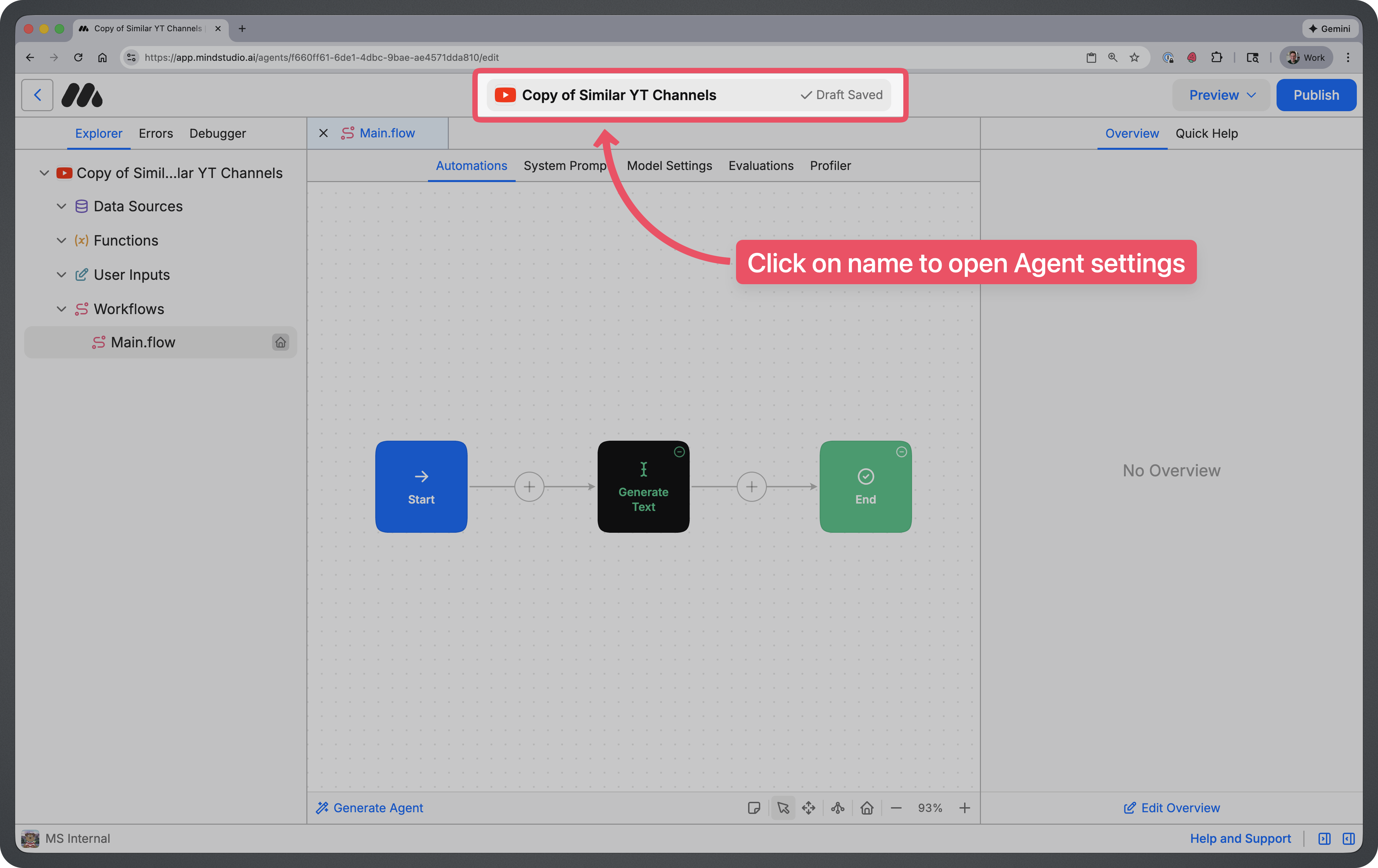 Change name clickable area