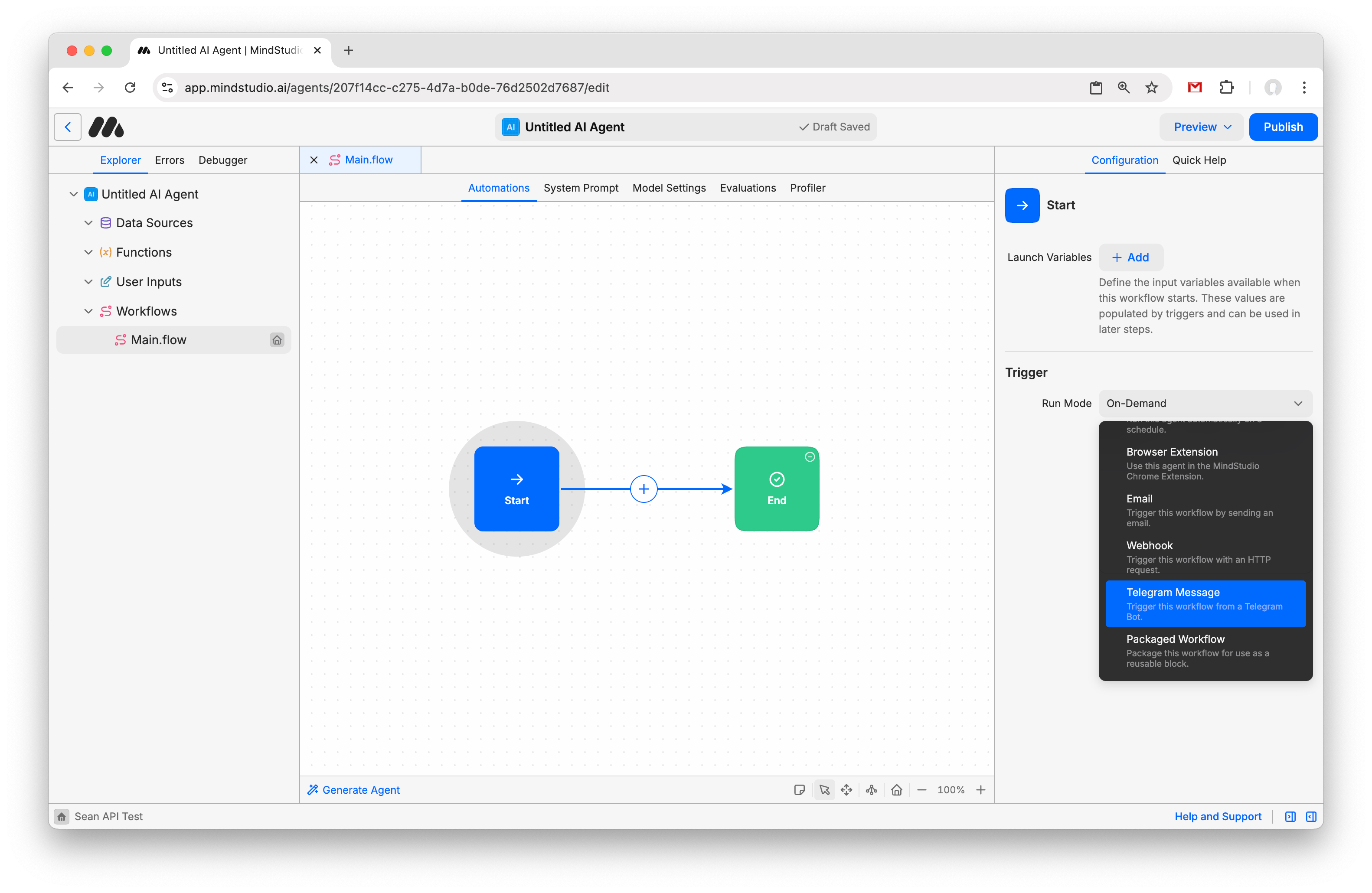Change the MindStudio Agent to Workbench trigger mode