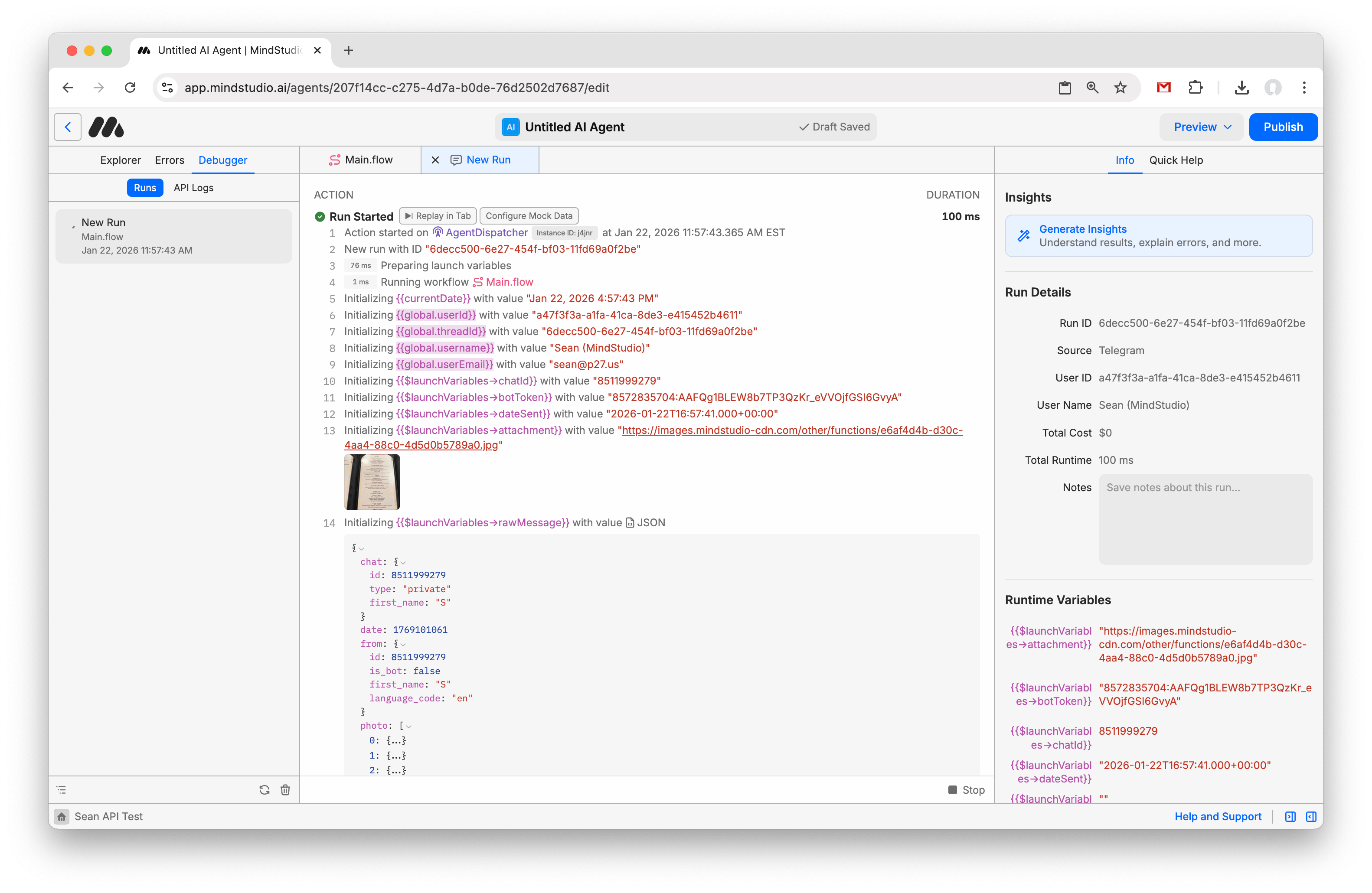 Run the MindStudio Agent in Debugger