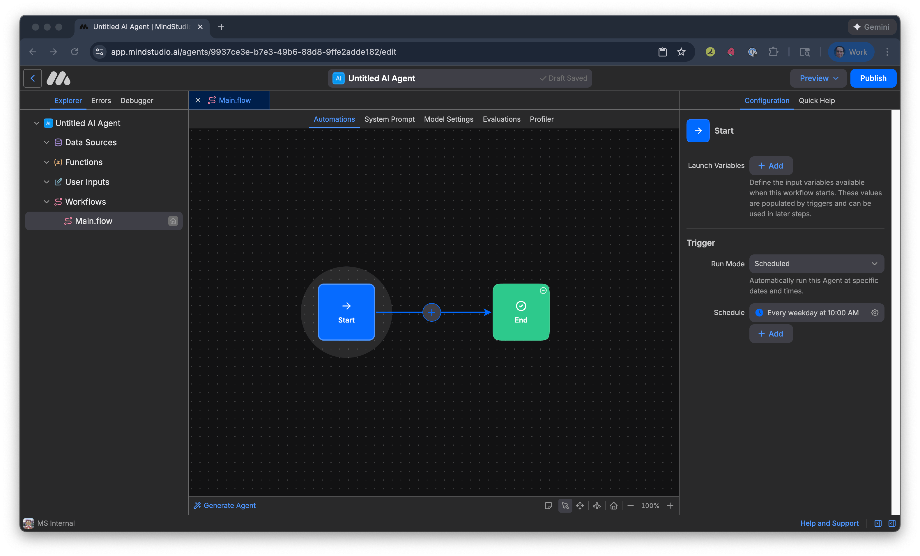 Schedule is ready in the MindStudio AI agent