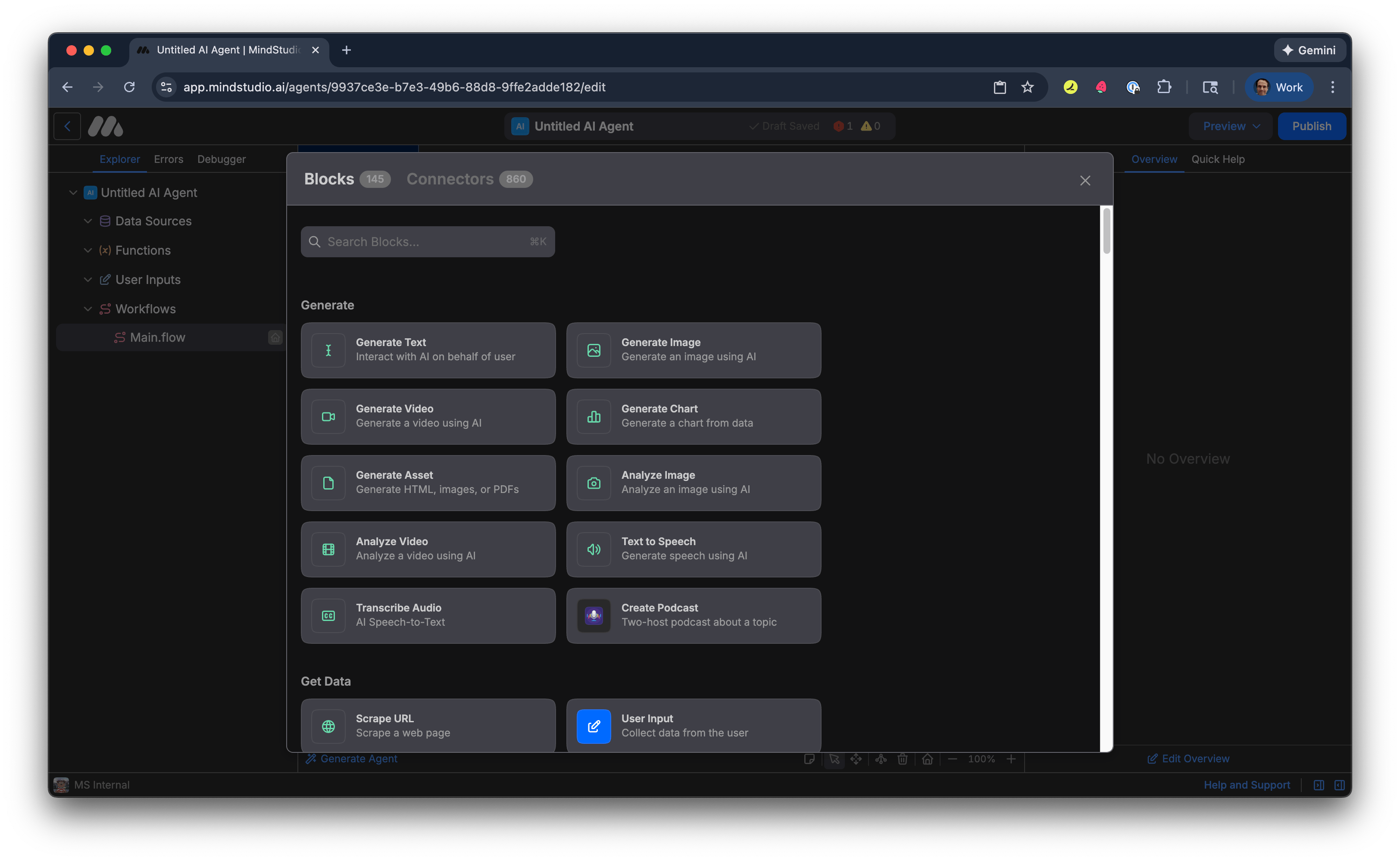 All MindStudio block display for selection