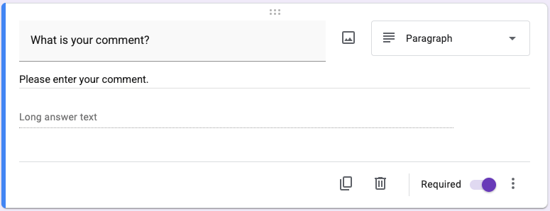 Add a Paragraph item for the user's comment