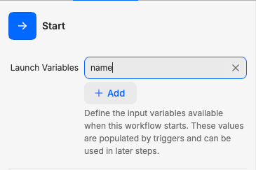 Add "name" as a launch variable in MindStudio