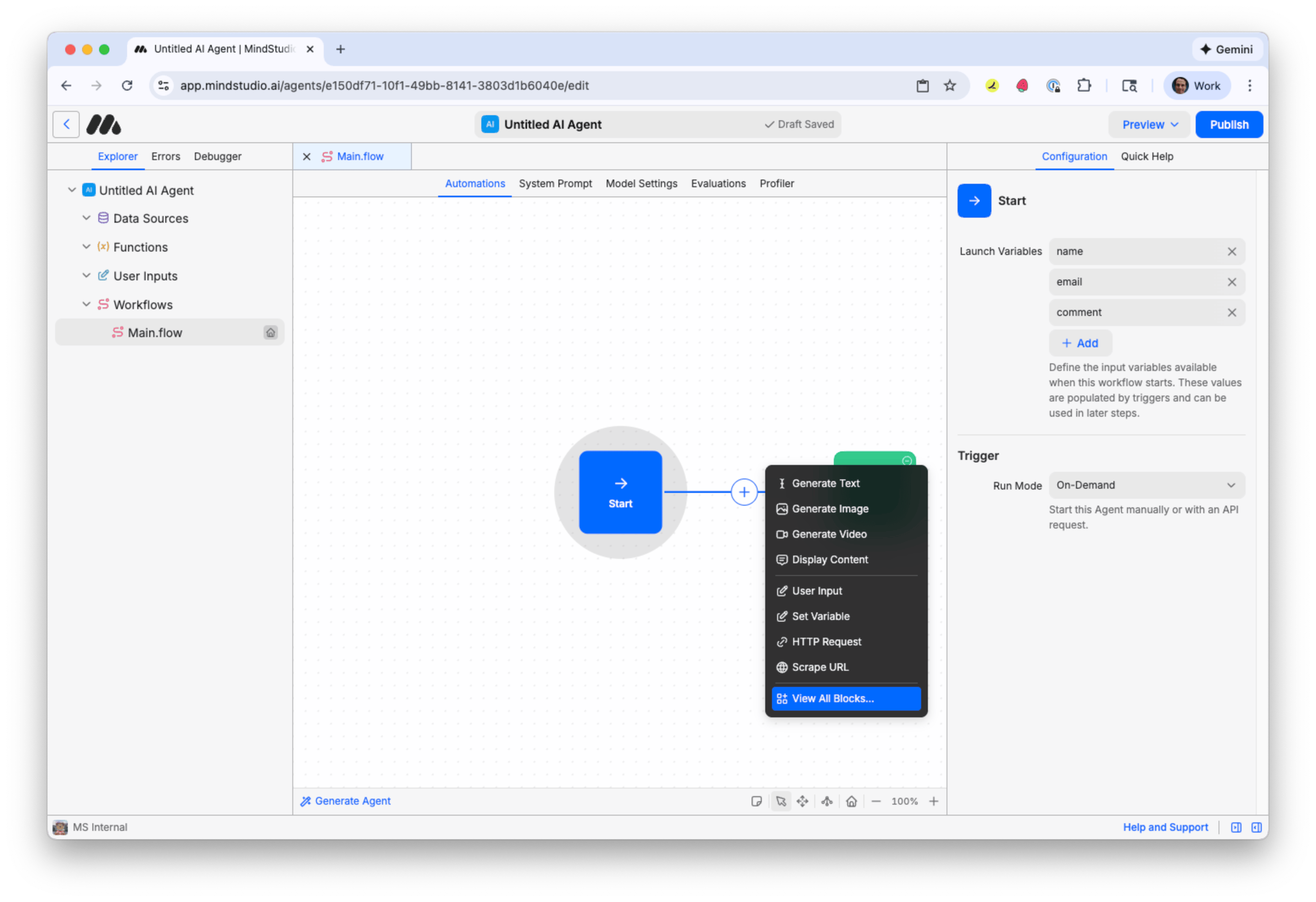 View all blocks in the MindStudio Automation Canvas