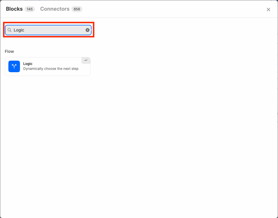 Search for the "Logic" block in MindStudio