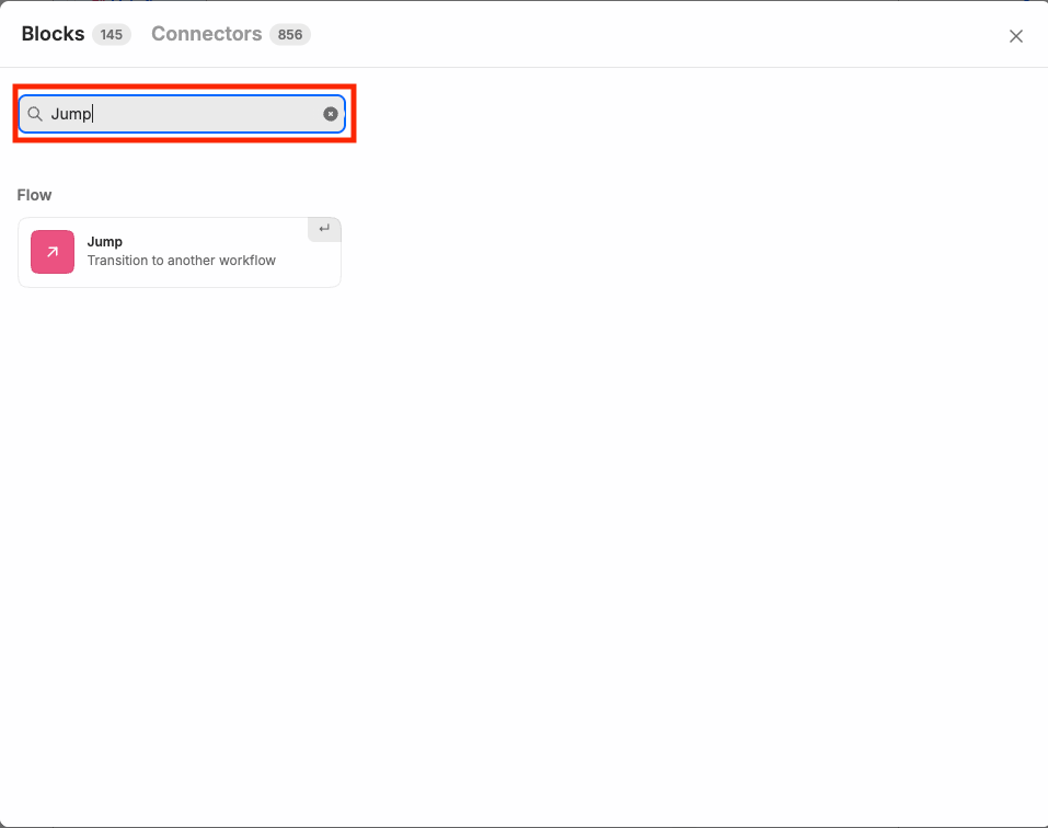 Search for the "Jump" block