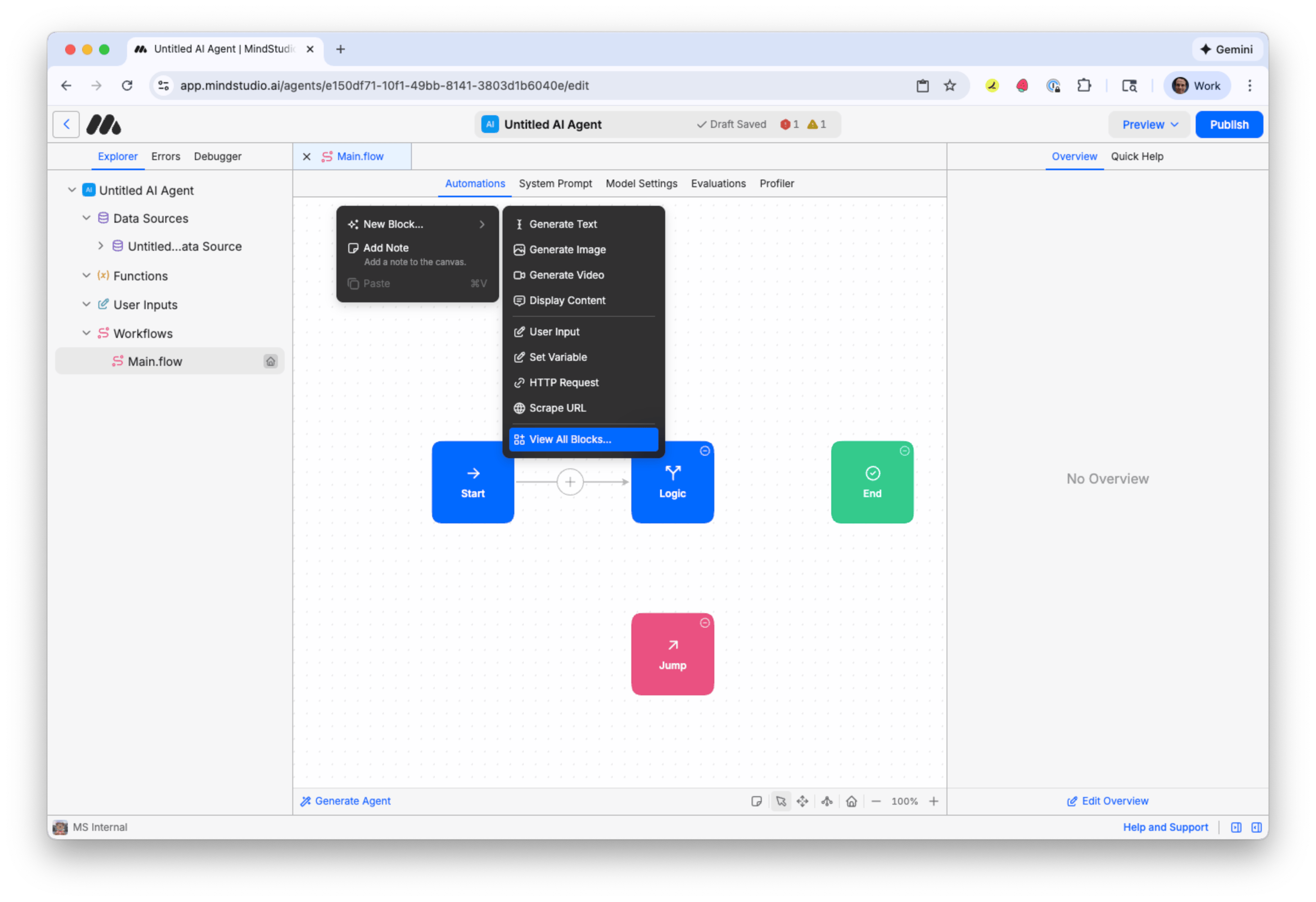 View all blocks in the MindStudio Automation Canvas