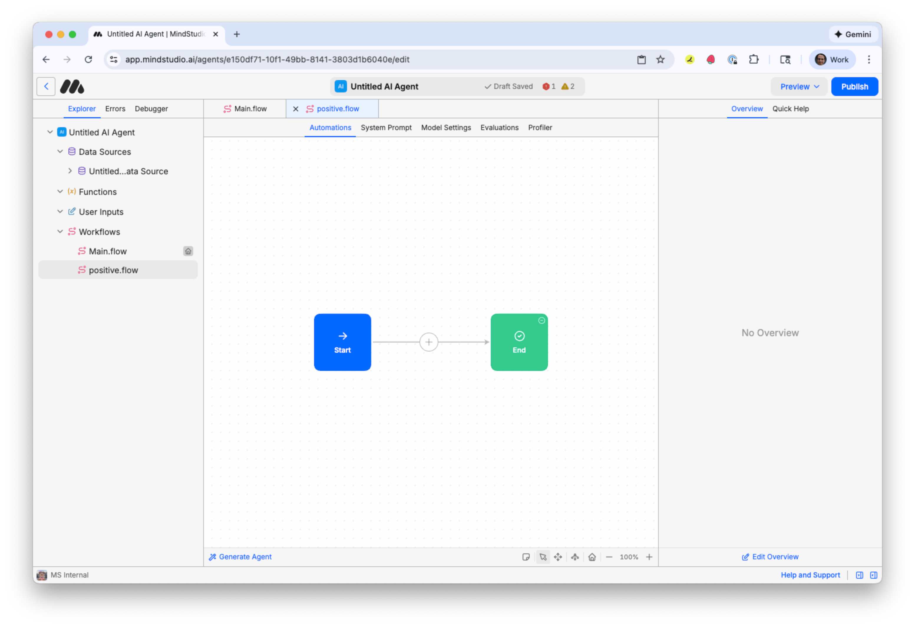 Second MindStudio workflow renamed to "positive"