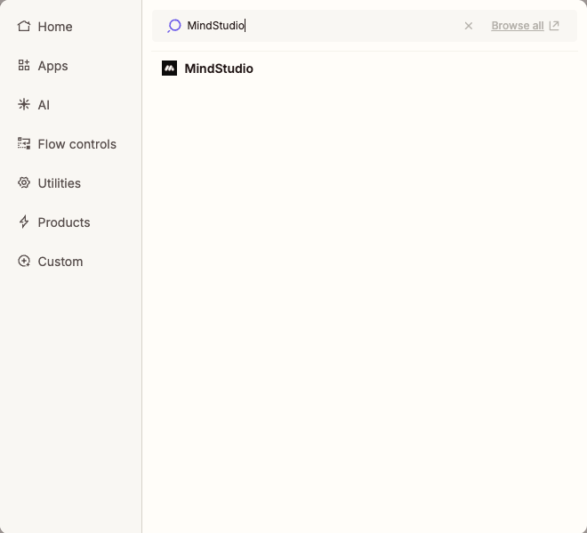 Search for MindStudio as the next step in the Zap
