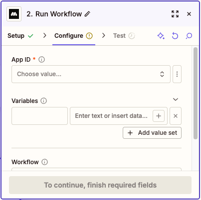 Paste your MindStudio AI agent's App ID into App ID setting