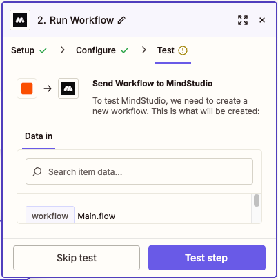 Click Test to test the Zap