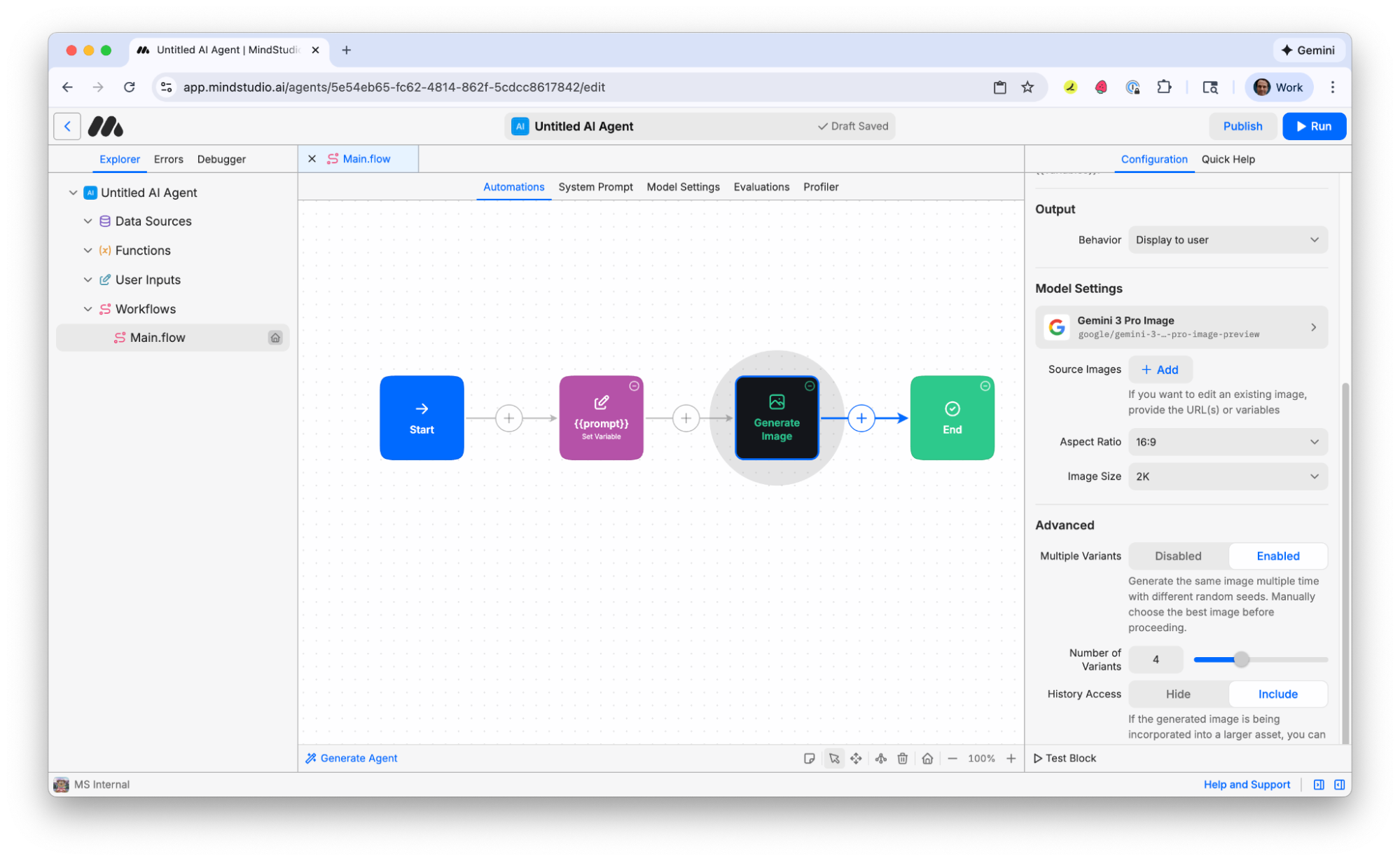 Enable to generate multiple image variants from the Advanced settings in the Generate Image block