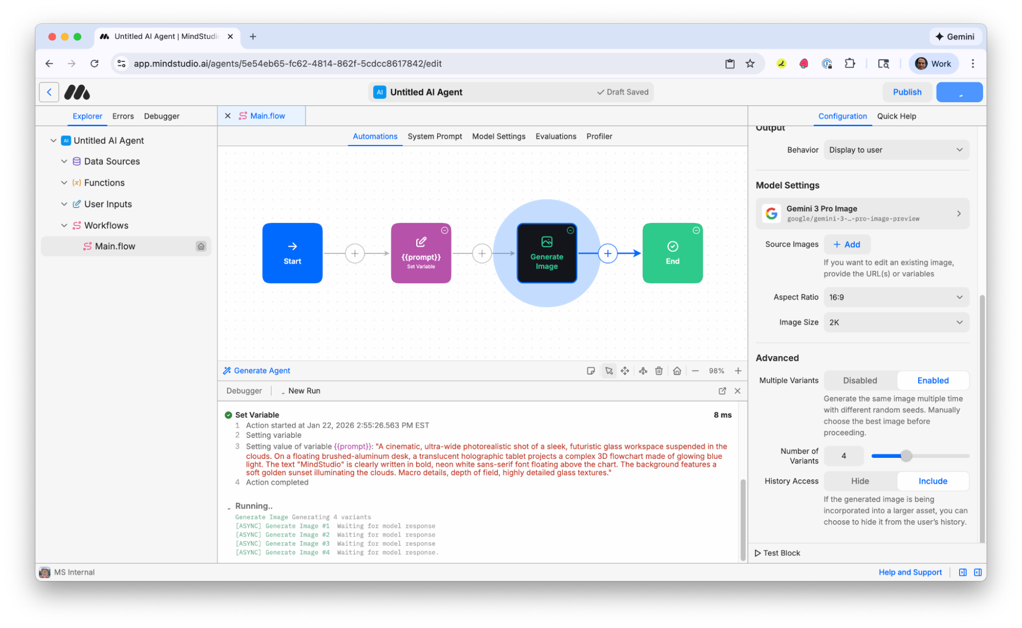 Run the MindStudio workflow to generate the images
