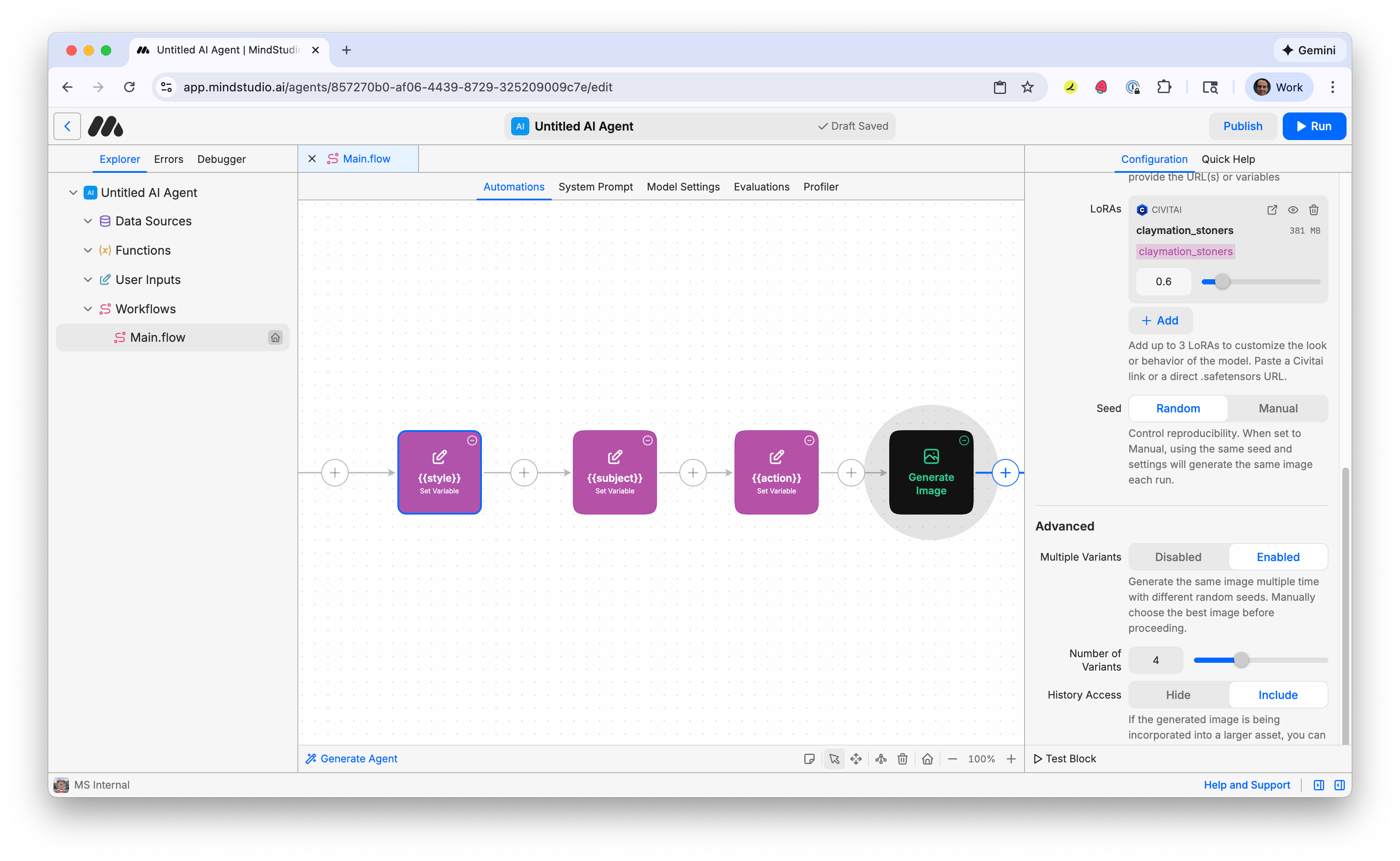 Set to generate multiple variants of the image