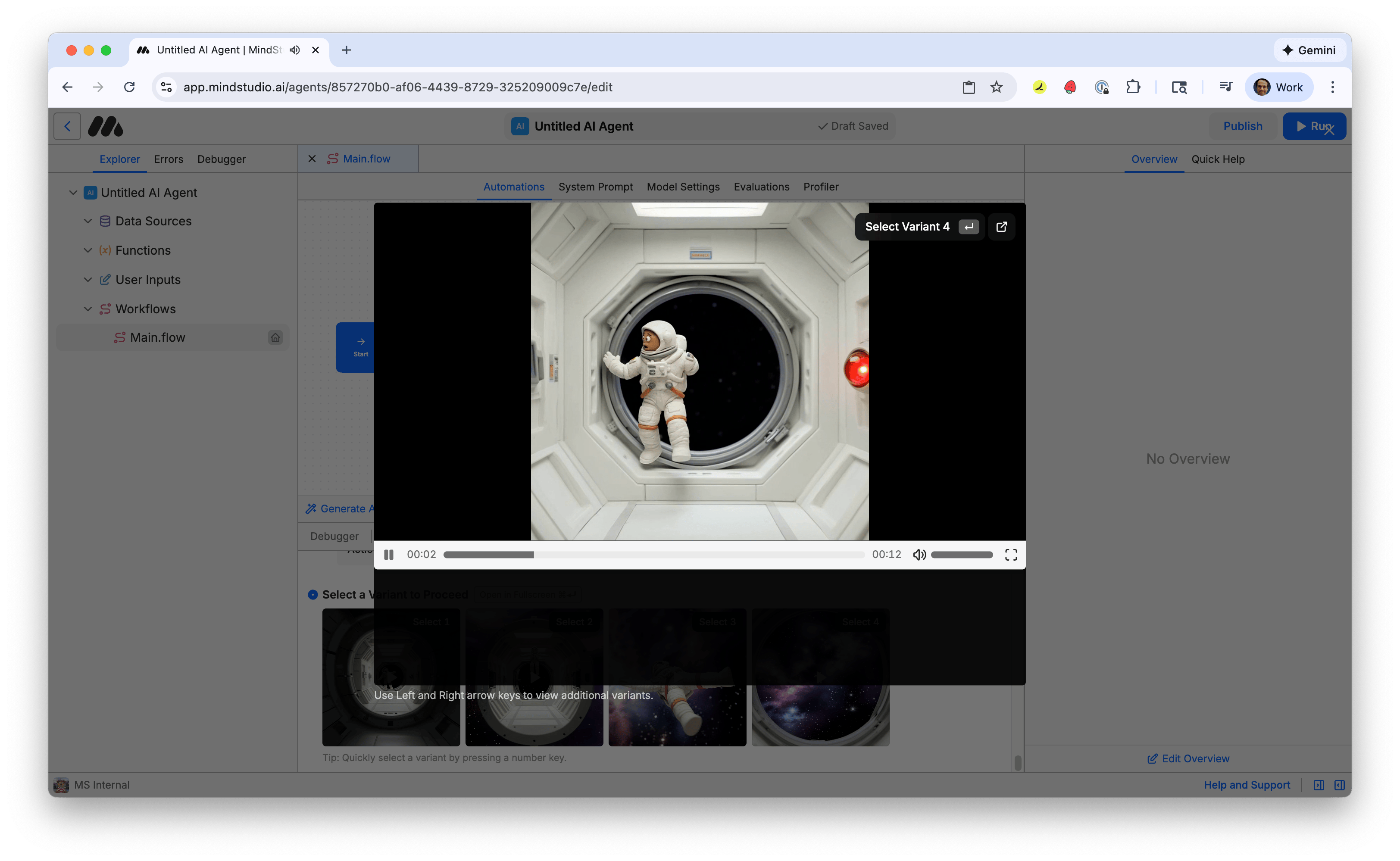 AI generated video displays in MindStudio