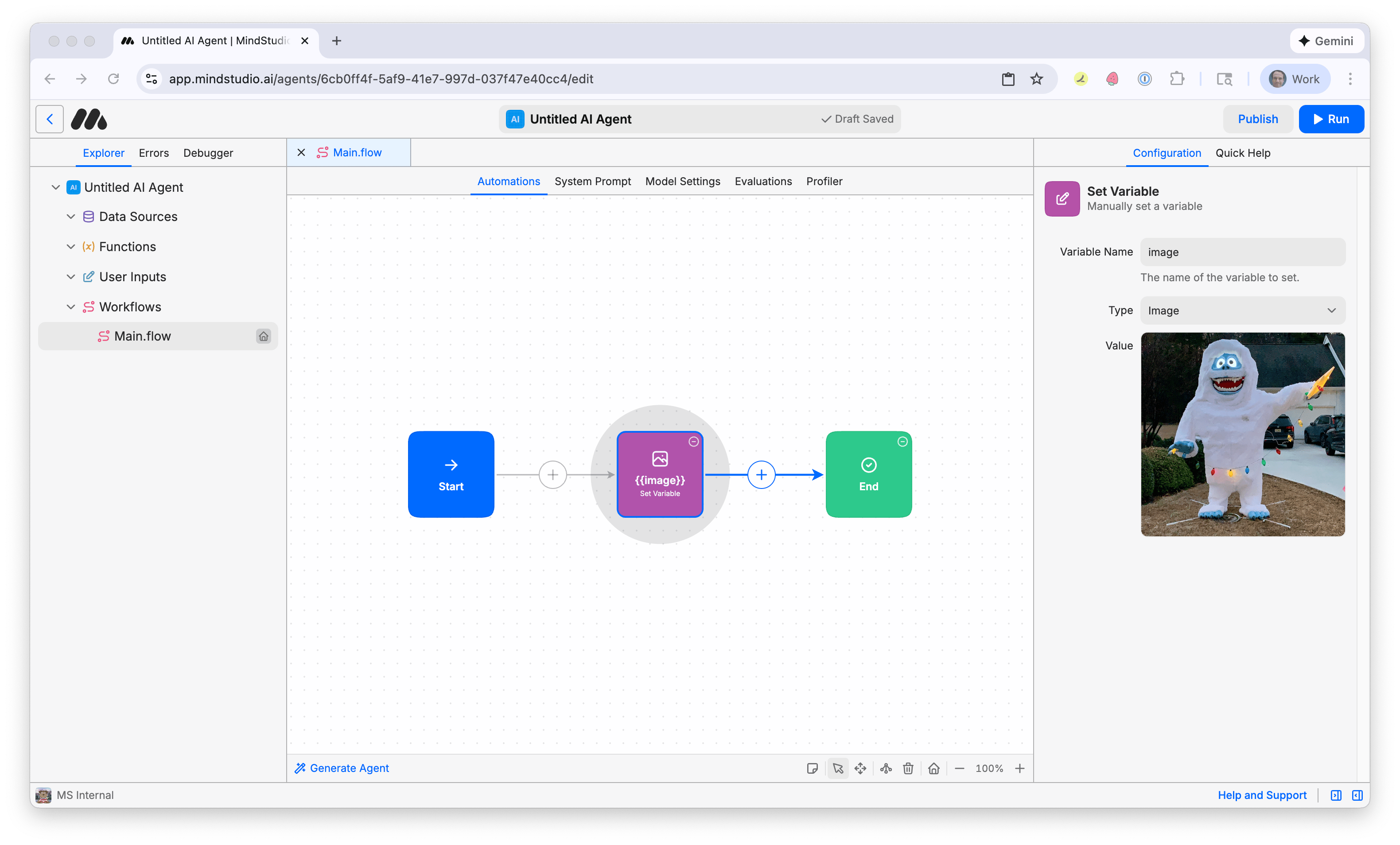 Add the reference image to the first Set Variable block