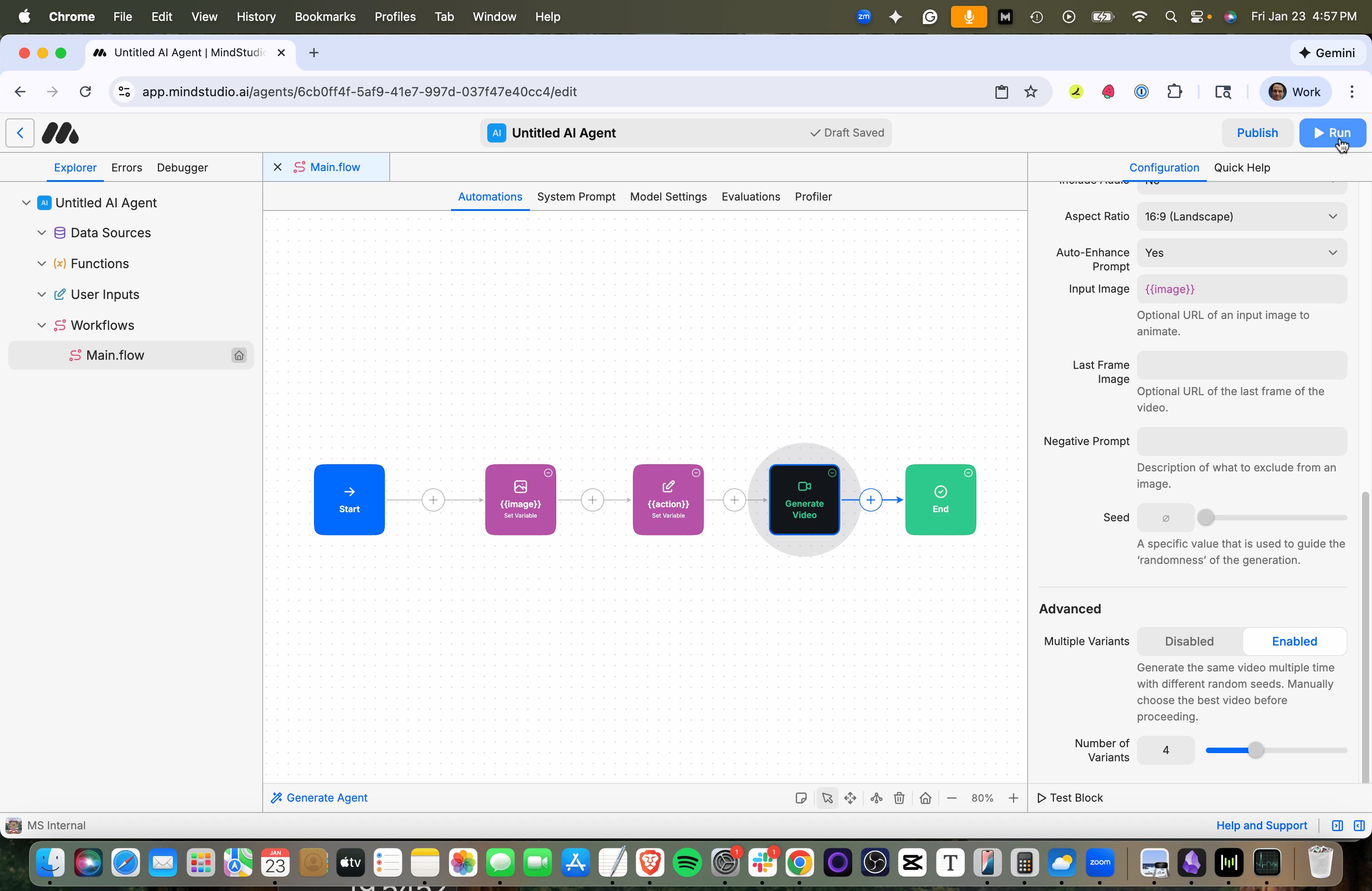 Press Run to run the MindStudio workbench