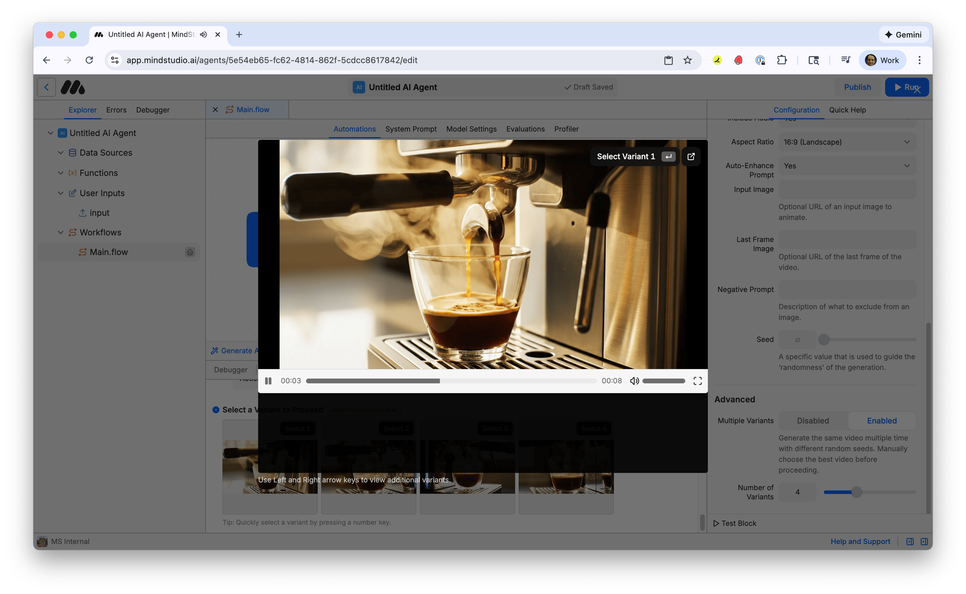 View video in full screen in MindStudio