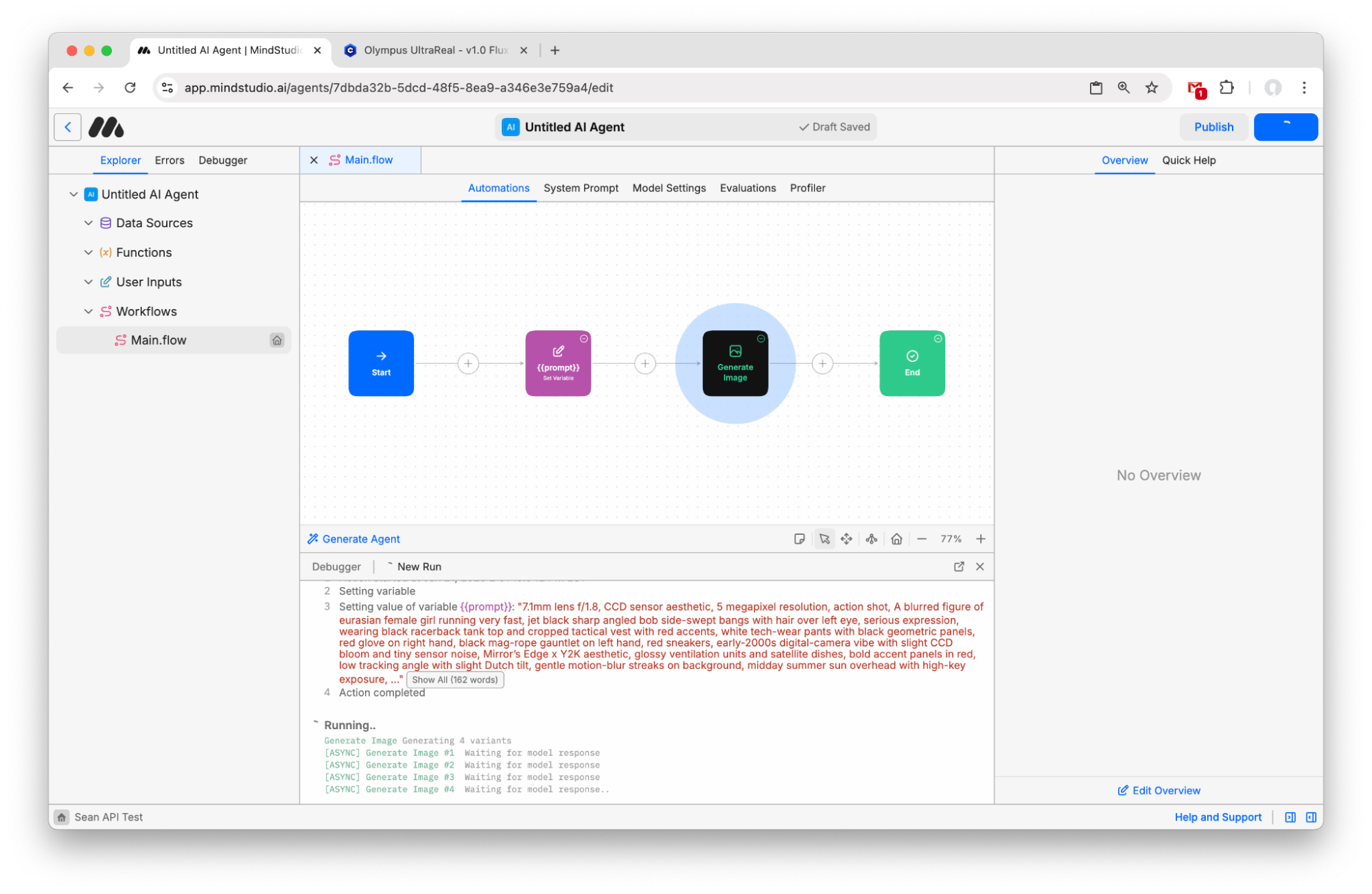 Run the workflow to generate four variants of the image based on the LoRA