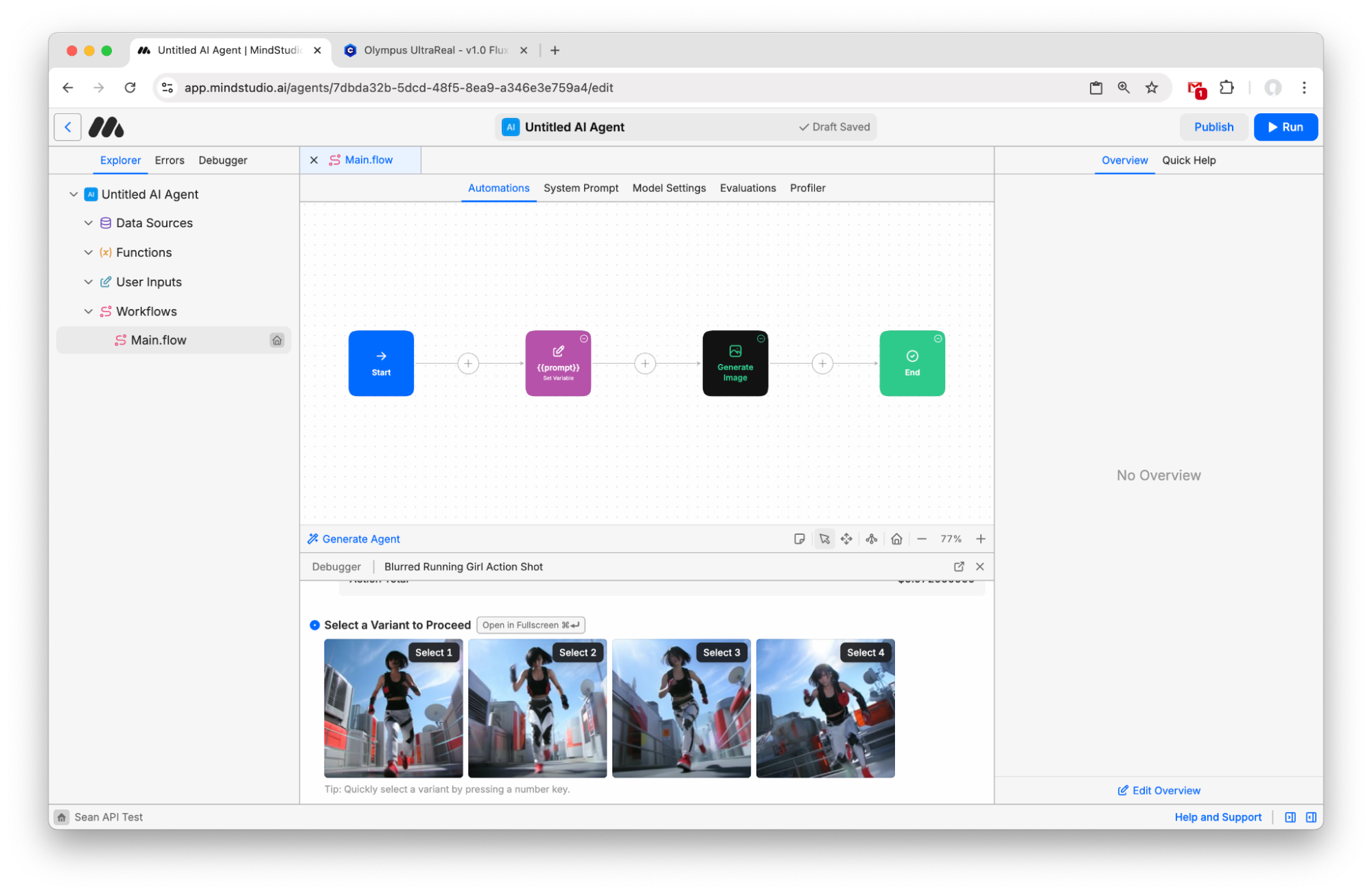 Four variants of the image are generated