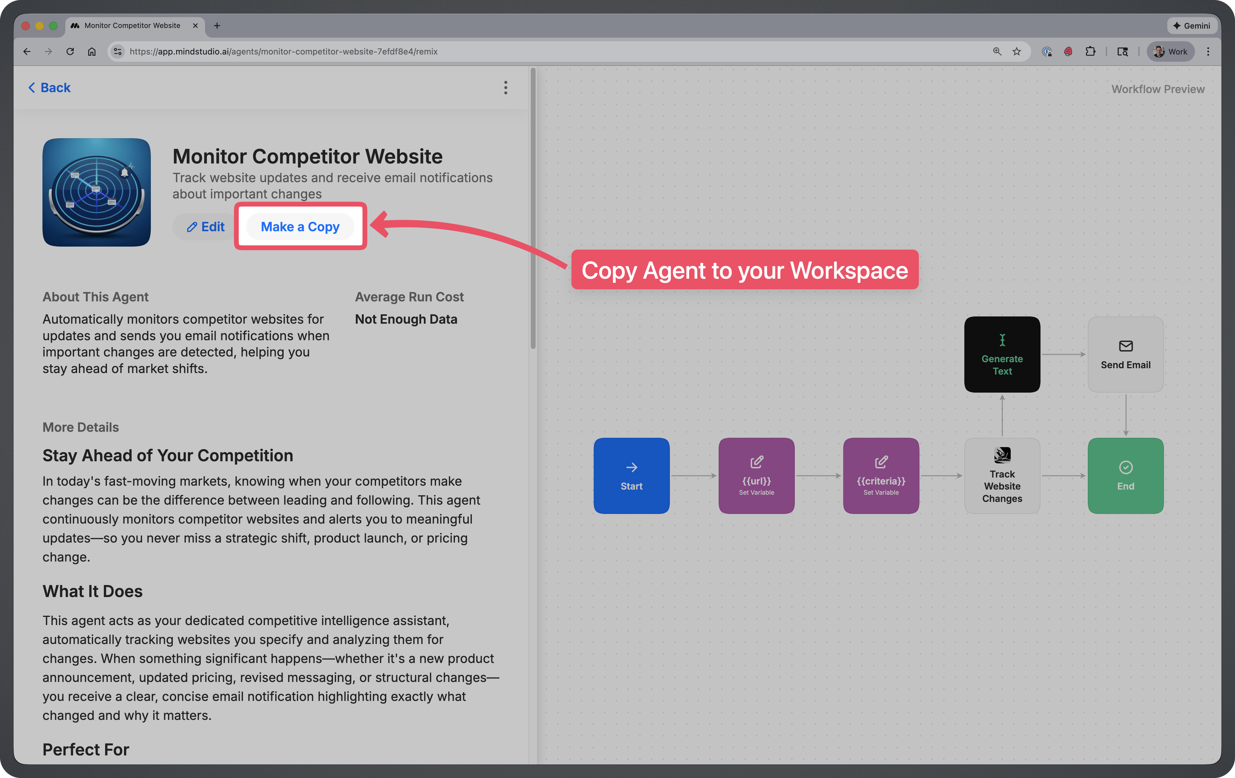 Make a copy button highlighted
