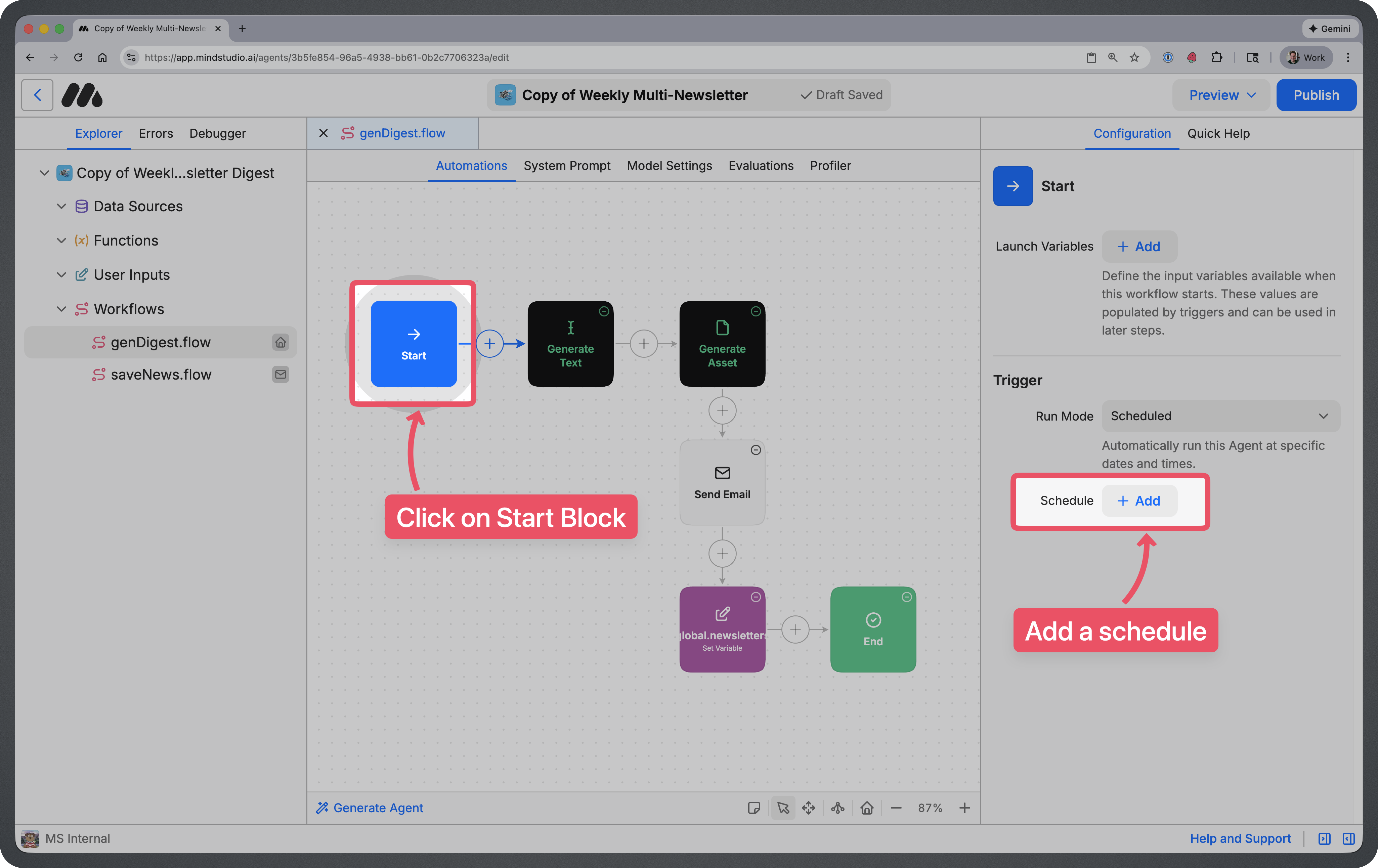Controls for setting Agent Schedule