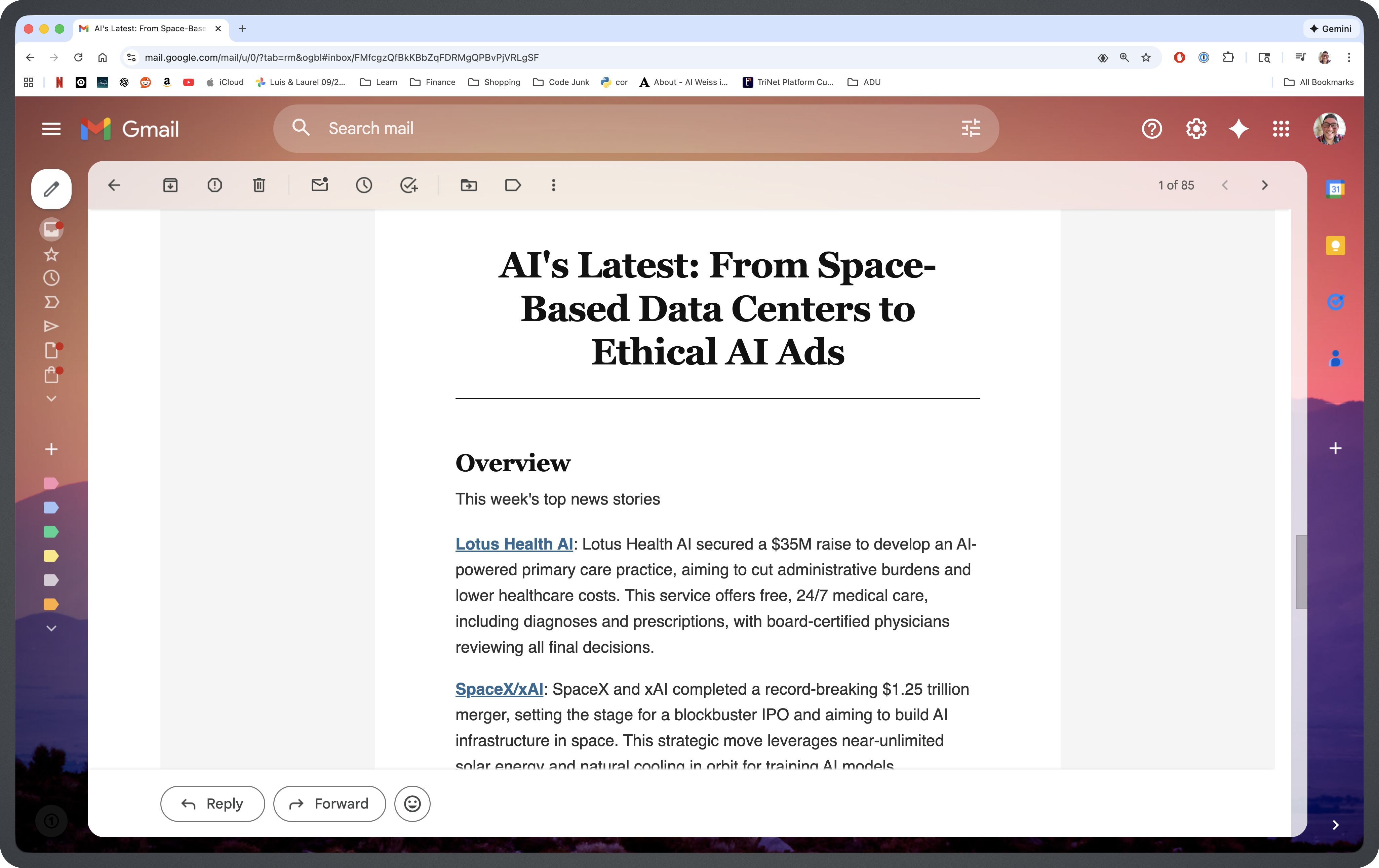 Example digest email