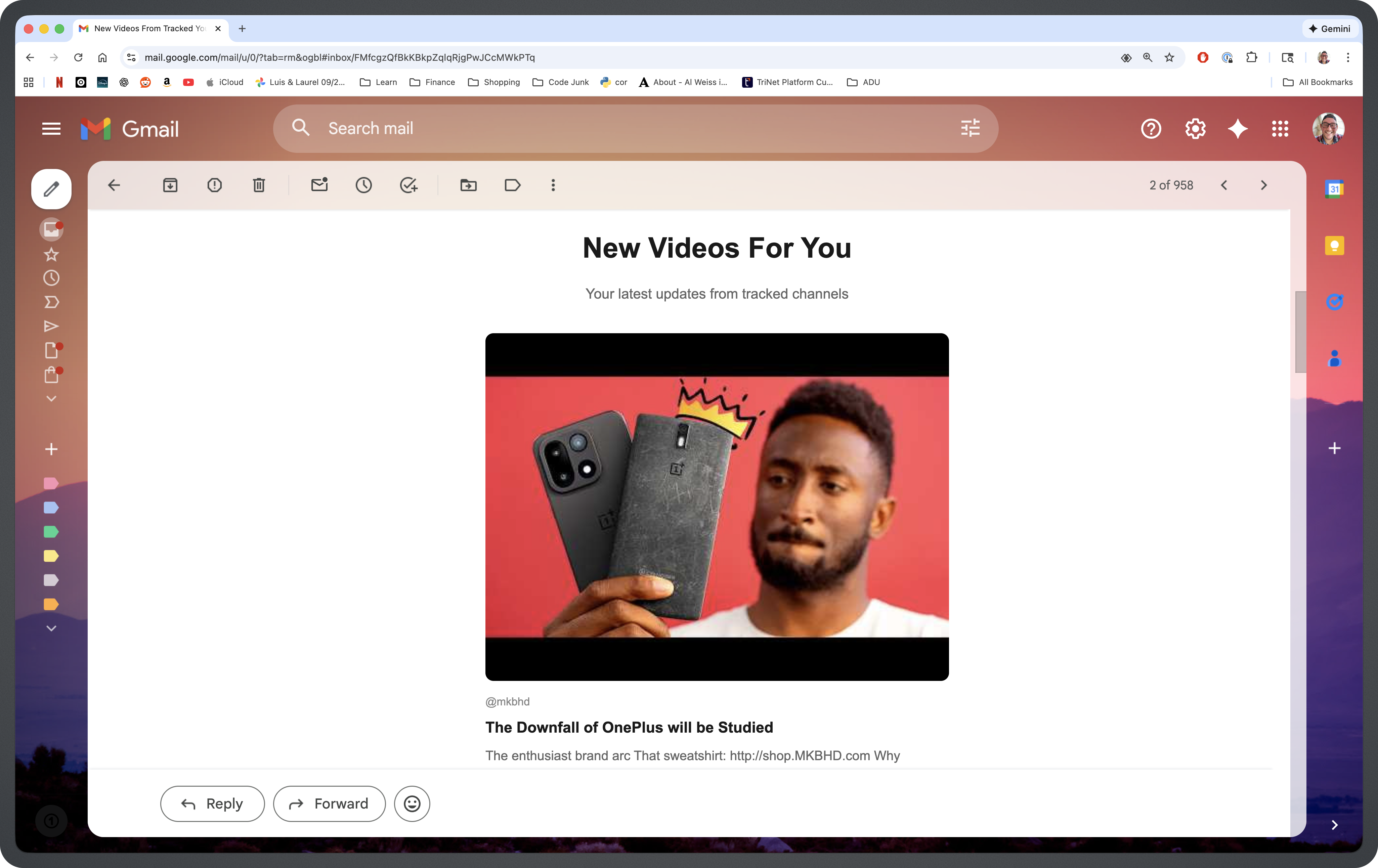 Example output of AI Agent in mail