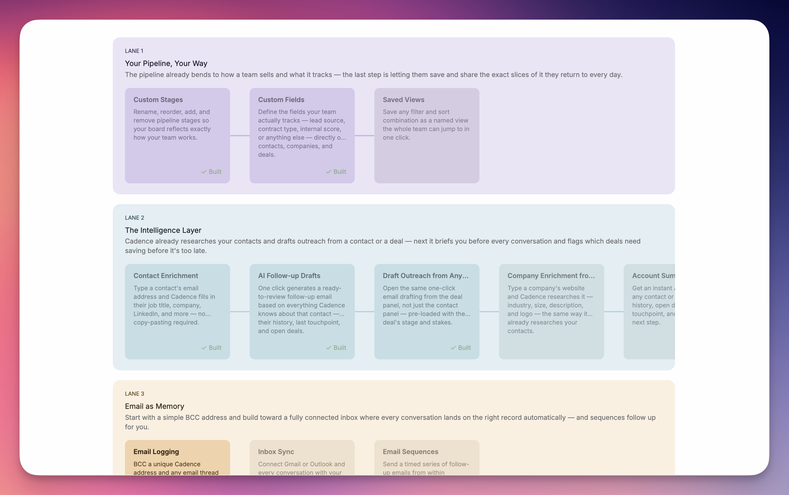 Roadmap in the Remy dashboard