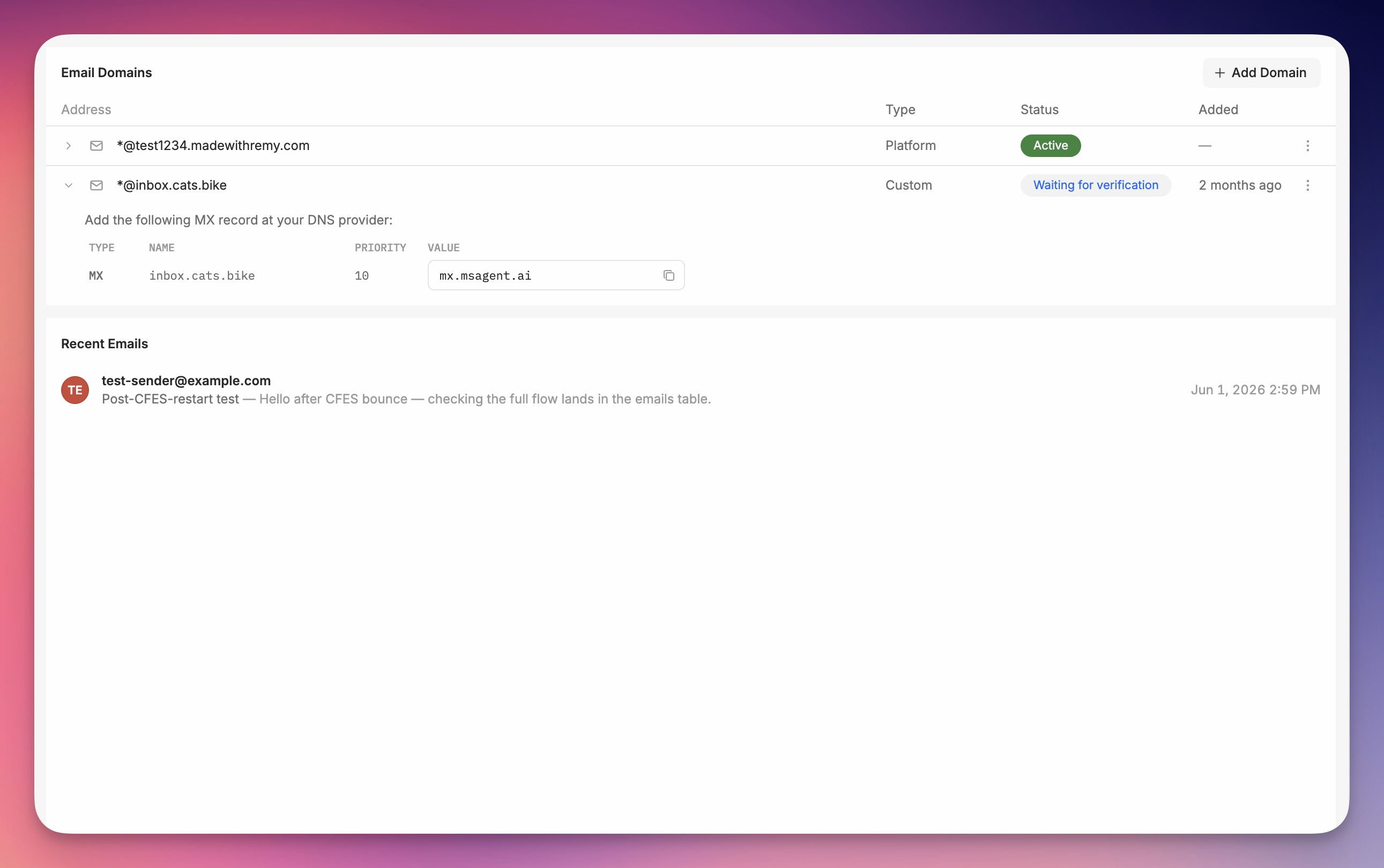 Email Inbox in the Remy dashboard