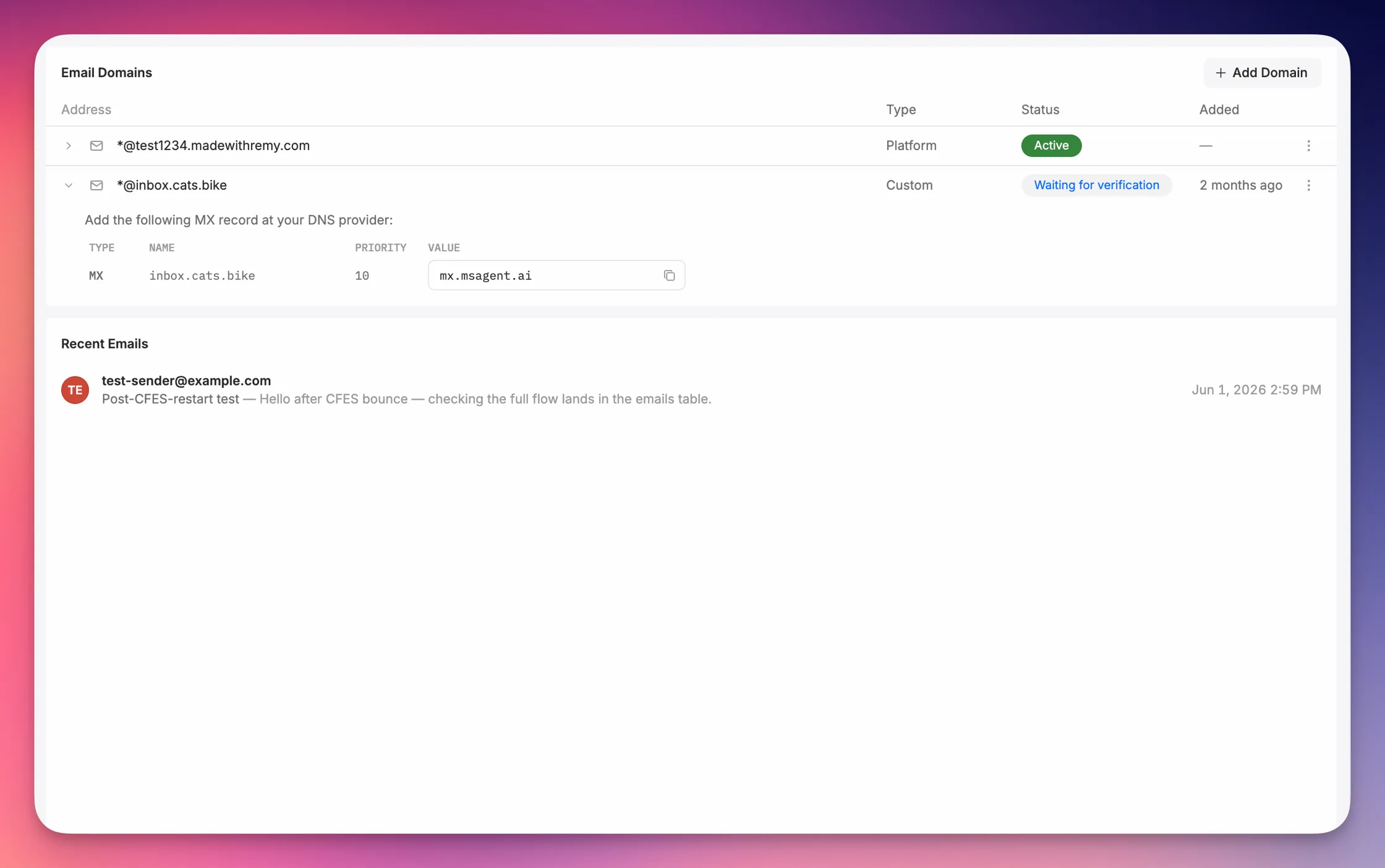 Email Inbox in the Remy dashboard