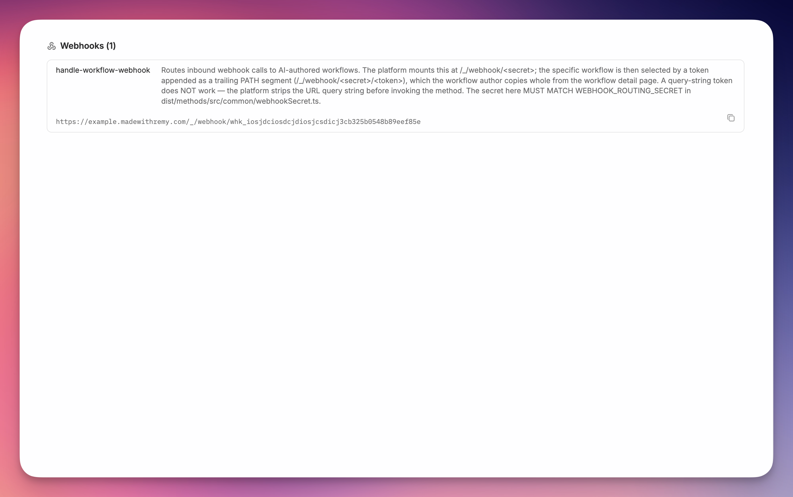 Webhooks in the Remy dashboard