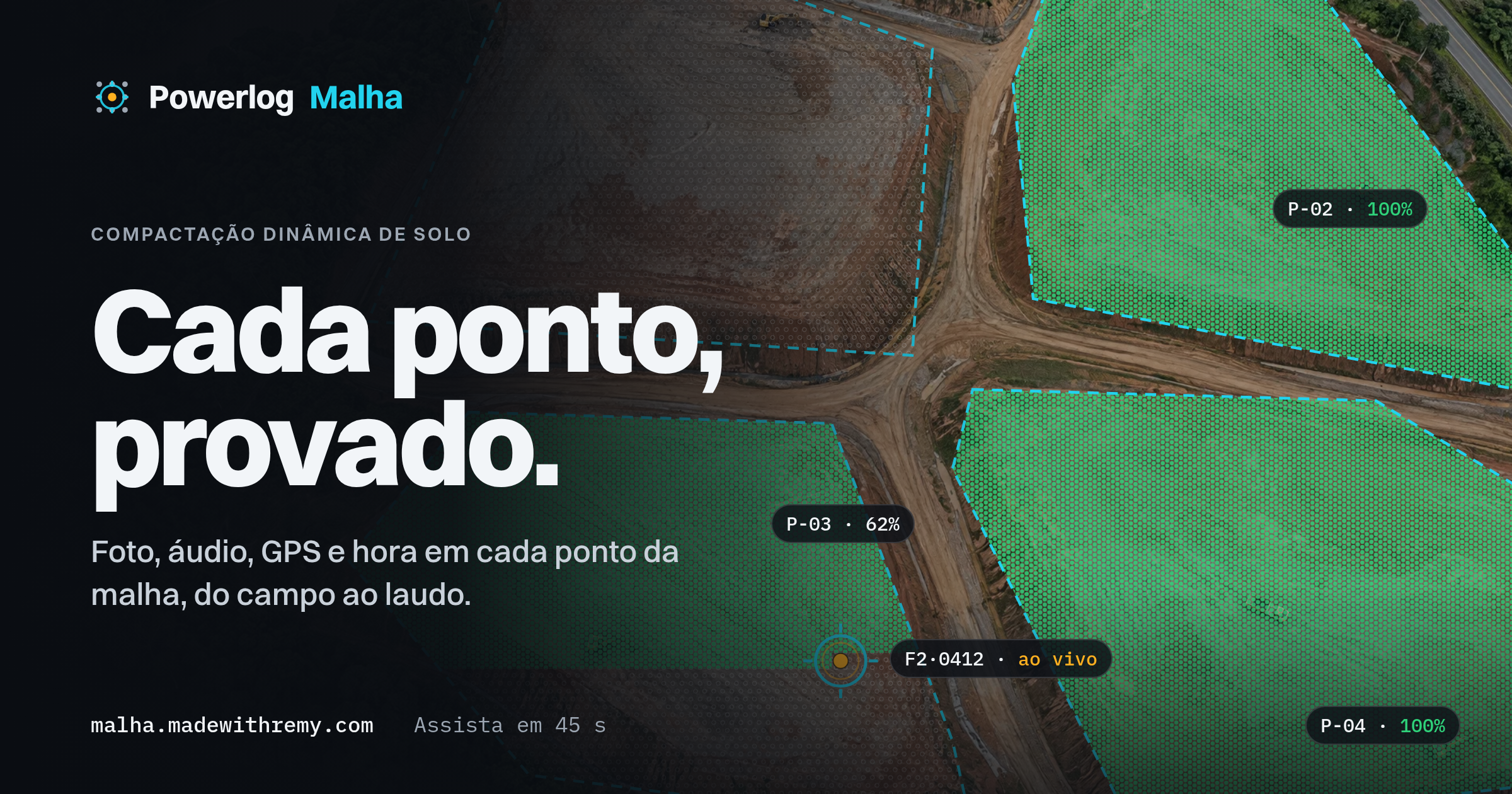 Tela do agente Rastreabilidade de compactação de solo