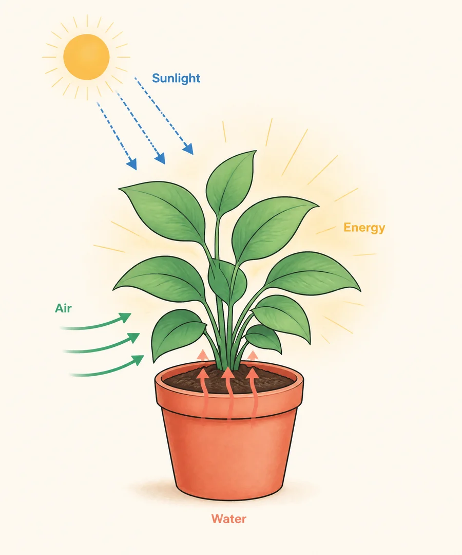 A lesson slide on how plants make food