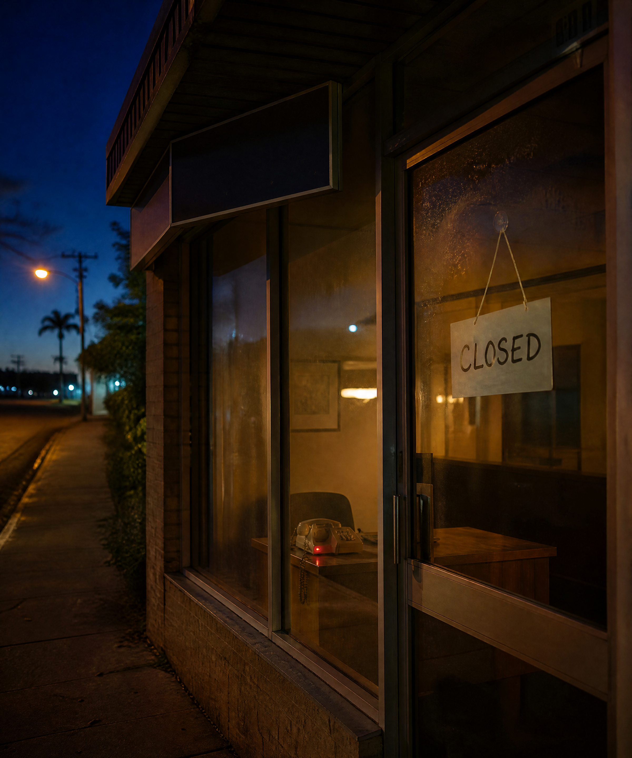 A shopfront closed for the night