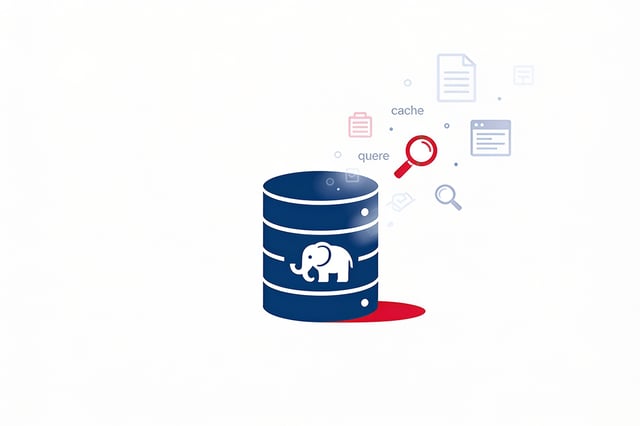 A solid blue database cylinder icon representing PostgreSQL standing grounded while faded ghost outlines of separate cache, queue, and search database icons drift away and dissolve around it